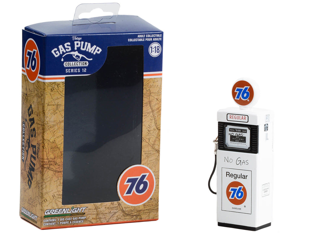 1951 Wayne 505 Gas Pump 'Union 76 Regular Gasoline' 'No Gas' White 'Vintage Gas Pumps' Series 12 1/18 Diecast Model by Greenlight