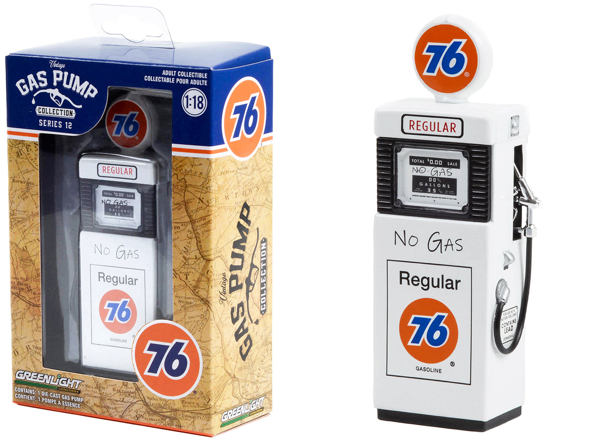 1951 Wayne 505 Gas Pump 'Union 76 Regular Gasoline' 'No Gas' White 'Vintage Gas Pumps' Series 12 1/18 Diecast Model by Greenlight