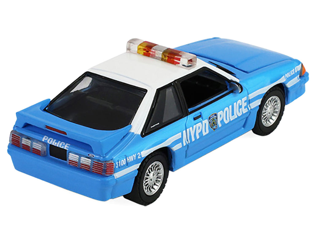 1987 Ford Mustang 'New York City Police Department (NYPD)' Blue with White Top 'Hobby Exclusive' Series 1/64 Diecast Model Car by Greenlight