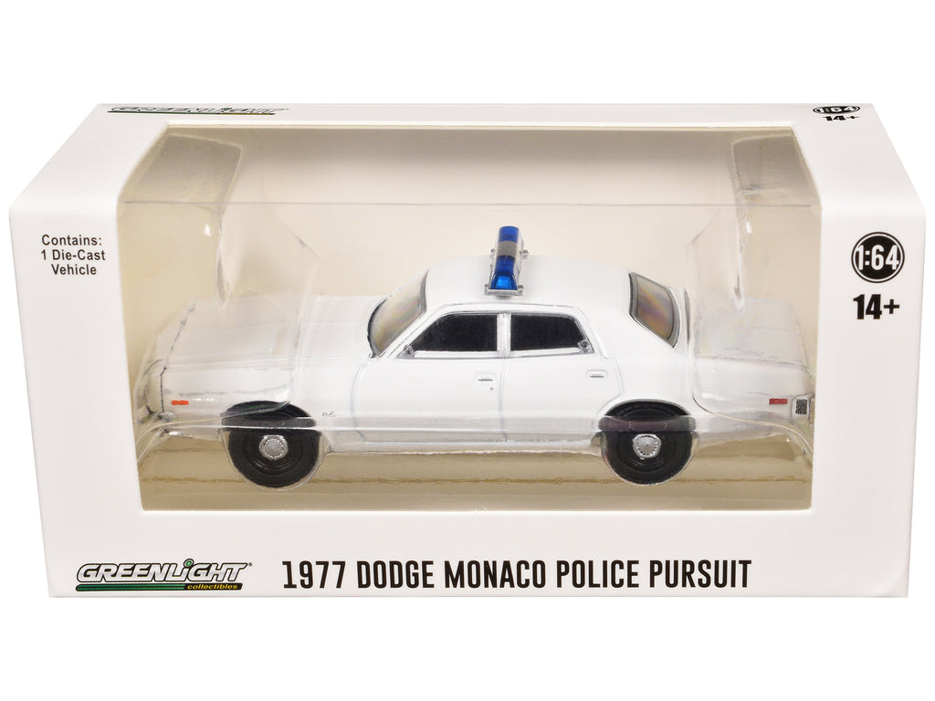 1977-78 Dodge Monaco Police Pursuit White with Light Bar 'Hot Pursuit - Hobby Exclusive' Series 1/64 Diecast Model Car by Greenlight