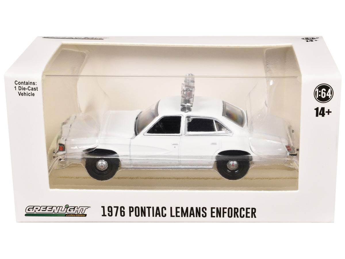 1976-77 Pontiac LeMans Enforcer White with Light Bar 'Hot Pursuit - Hobby Exclusive' Series 1/64 Diecast Model Car by Greenlight