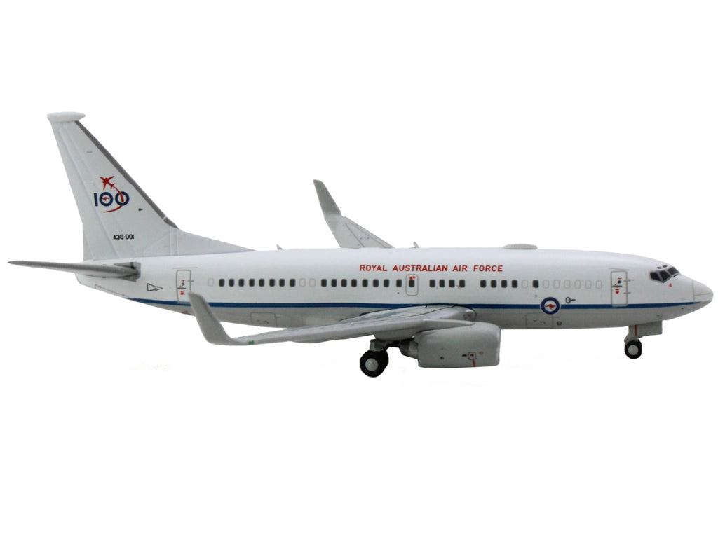 Boeing 737-700 Aircraft 'Royal Australian Air Force 100th Anniversary' (A36-001) White with Blue Stripes 'Gemini Macs' Series 1/400 Diecast Model Airplane by GeminiJets