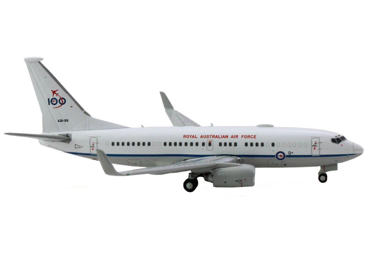 Boeing 737-700 Aircraft 'Royal Australian Air Force 100th Anniversary' (A36-001) White with Blue Stripes 'Gemini Macs' Series 1/400 Diecast Model Airplane by GeminiJets