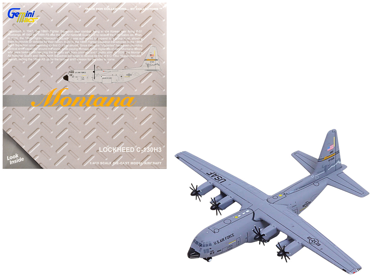 Lockheed C-130H3 Hercules Transport Aircraft '96-7325 120th Airlift Wing Montana Air National Guard' United States Air Force 'Gemini Macs' Series 1/400 Diecast Model Airplane by GeminiJets