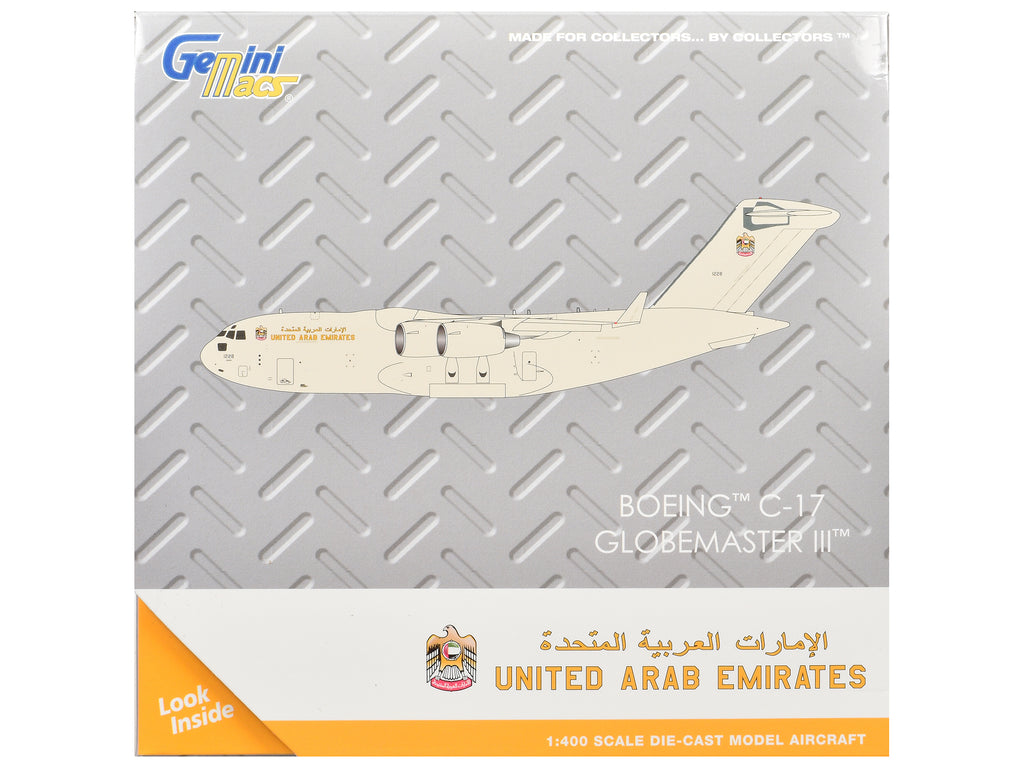 Boeing C-17 Globemaster III Transport Aircraft 'United Arab Emirates Air Force' Beige 'Gemini Macs' Series 1/400 Diecast Model Airplane by GeminiJets