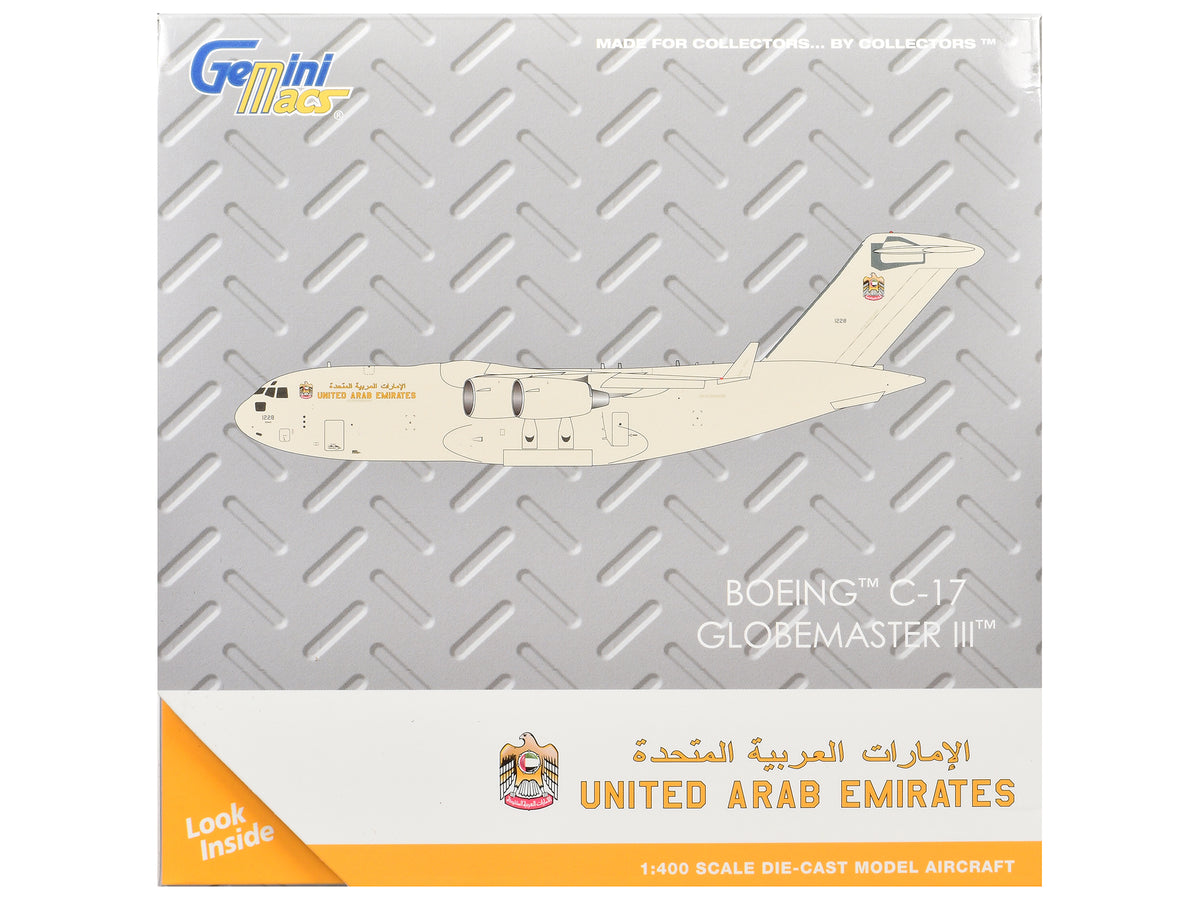 Boeing C-17 Globemaster III Transport Aircraft 'United Arab Emirates Air Force' Beige 'Gemini Macs' Series 1/400 Diecast Model Airplane by GeminiJets