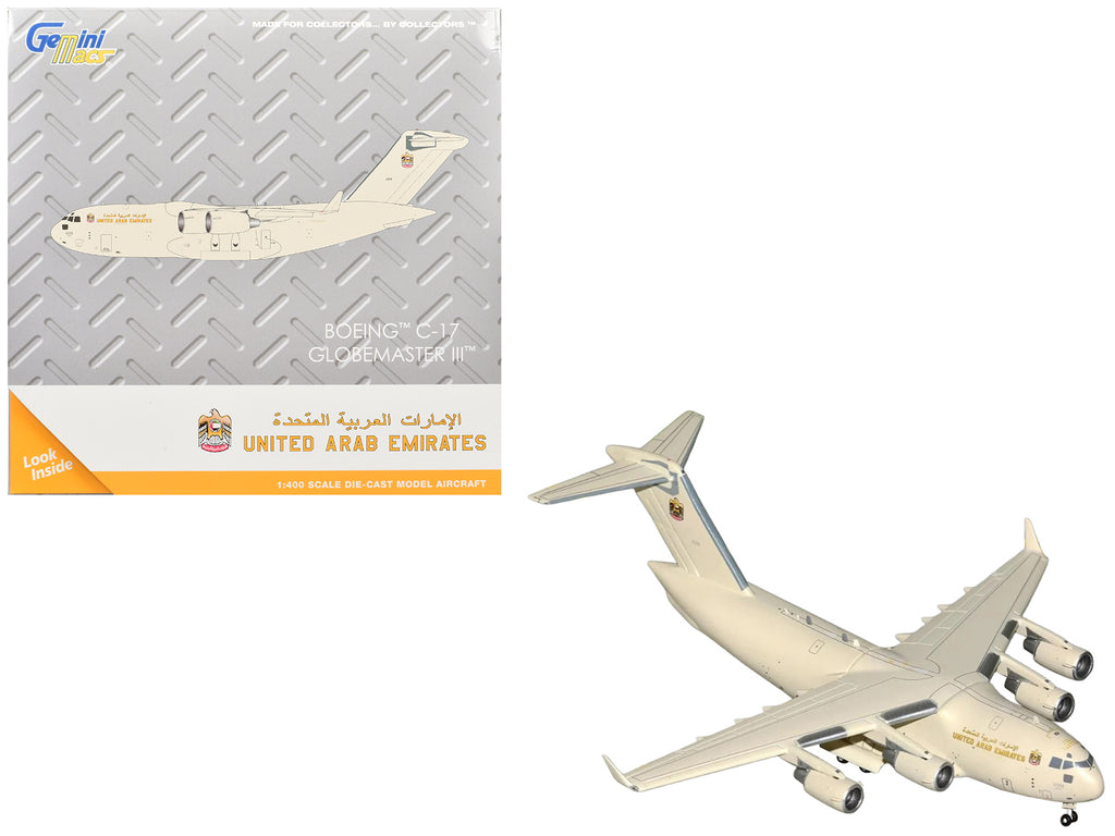 Boeing C-17 Globemaster III Transport Aircraft 'United Arab Emirates Air Force' Beige 'Gemini Macs' Series 1/400 Diecast Model Airplane by GeminiJets