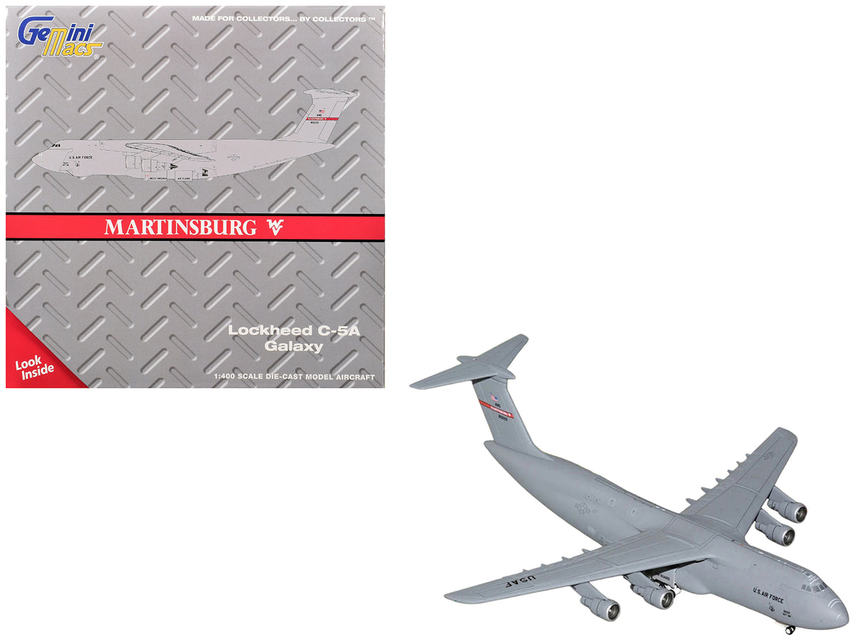 Lockheed C-5A Galaxy Transport Aircraft 'Martinsburg Air Force Base' United States Air Force (68-0222) Gray 'Gemini Macs' Series 1/400 Diecast Model by GeminiJets