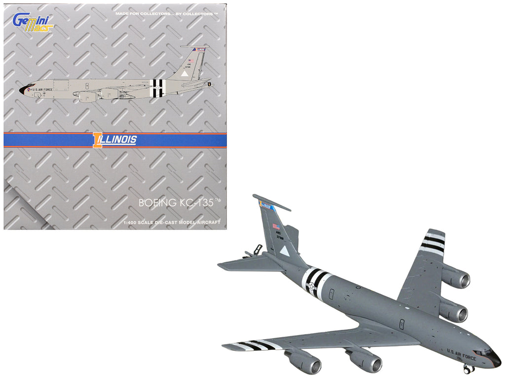 Boeing KC-135R Stratotanker Aircraft 'Illinois Air National Guard' United States Air Force (63-7981) Gray 'Gemini Macs' Series 1/400 Diecast Model Airplane by GeminiJets