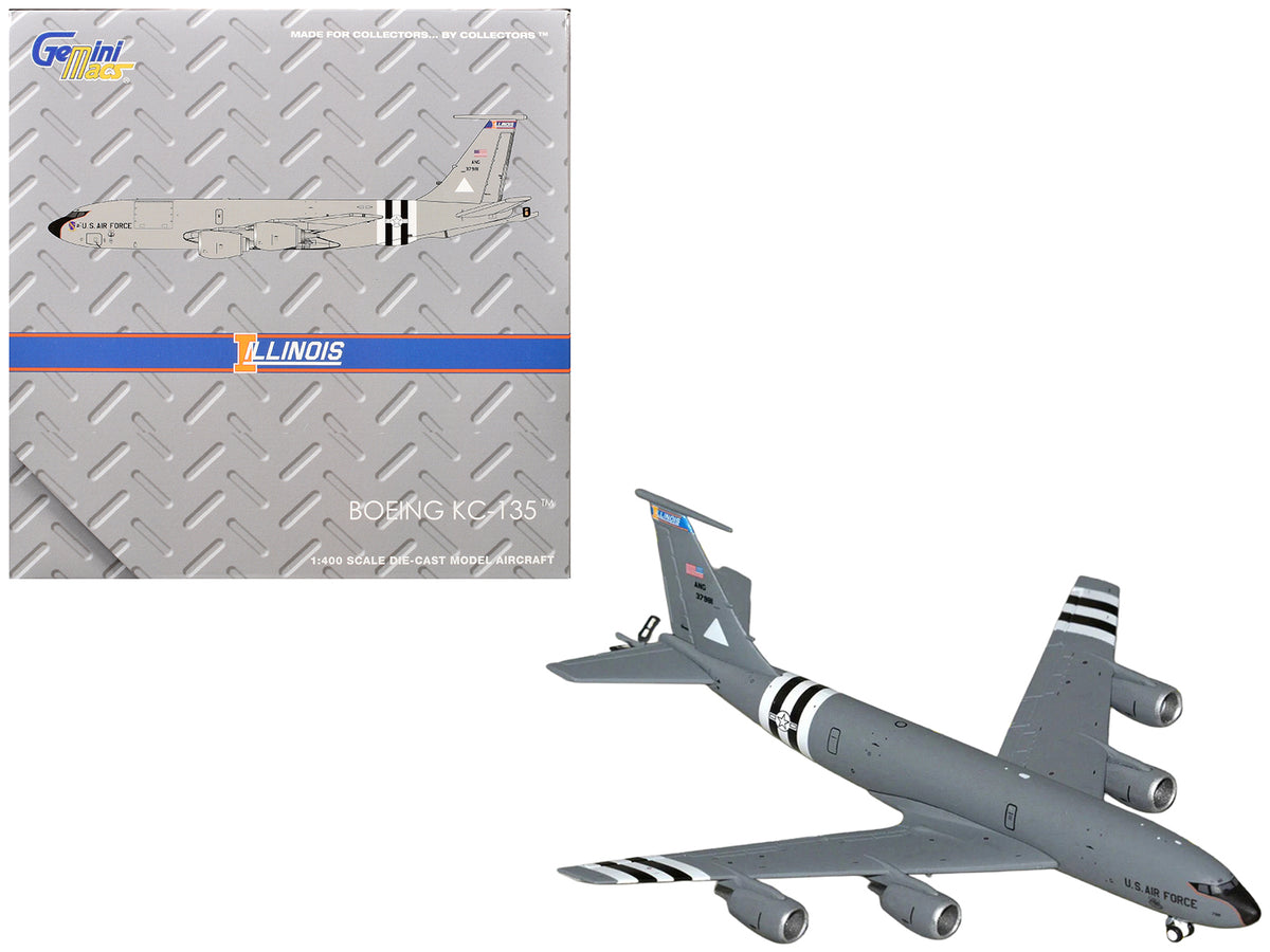 Boeing KC-135R Stratotanker Aircraft 'Illinois Air National Guard' United States Air Force (63-7981) Gray 'Gemini Macs' Series 1/400 Diecast Model Airplane by GeminiJets