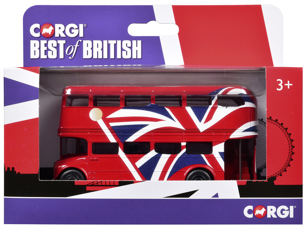 London Bus Red with UK Flag Graphics 'Best of British' Series Diecast Model Car by Corgi