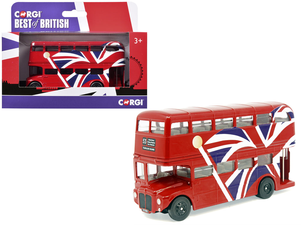 London Bus Red with UK Flag Graphics 'Best of British' Series Diecast Model Car by Corgi