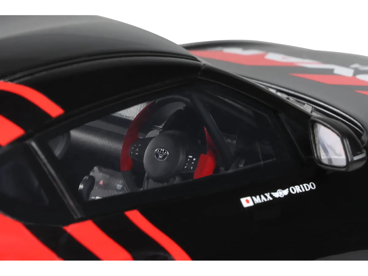 2020 Toyota Supra GR RHD (Right Hand Drive) 'Advan' Black and Red 1/18 Model Car by GT Spirit