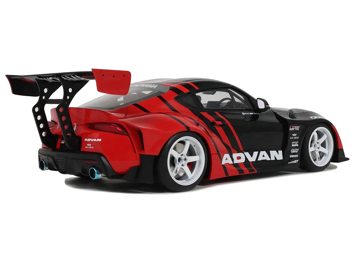 2020 Toyota Supra GR RHD (Right Hand Drive) 'Advan' Black and Red 1/18 Model Car by GT Spirit