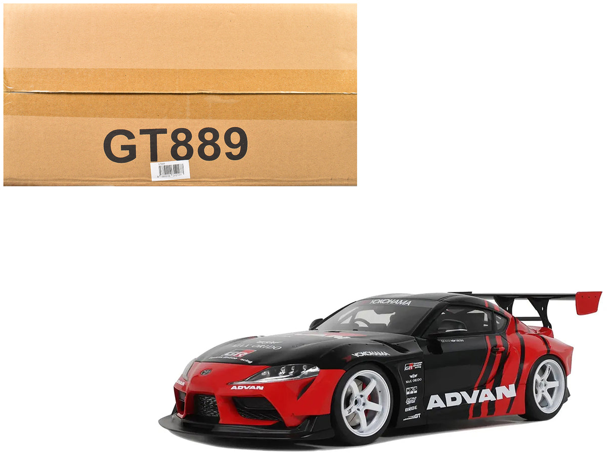 2020 Toyota Supra GR RHD (Right Hand Drive) 'Advan' Black and Red 1/18 Model Car by GT Spirit