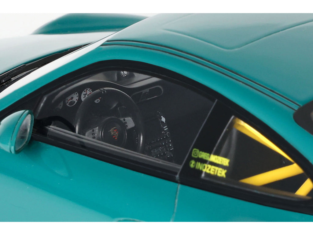 2021 RWB Bodykit 'Syunkashuto' Green with Black Stripes 1/18 Model Car by GT Spirit
