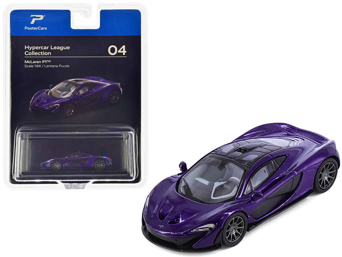 McLaren P1 Lantana Purple Metallic with Black Top 'Hypercar League Collection' 1/64 Diecast Model Car by PosterCars