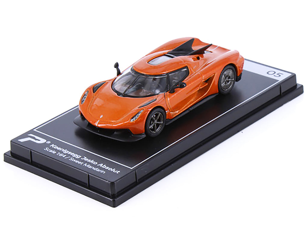 Koenigsegg Jesko Absolut Sweet Mandarin Orange Metallic 'Hypercar League Collection' 1/64 Diecast Model Car by PosterCars