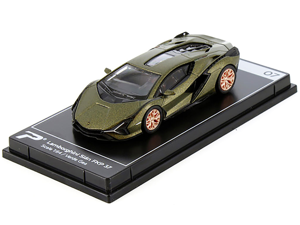 Lamborghini Sian FKP 37 Verde Gea Green Metallic 'Hypercar League Collection' 1/64 Diecast Model Car by PosterCars