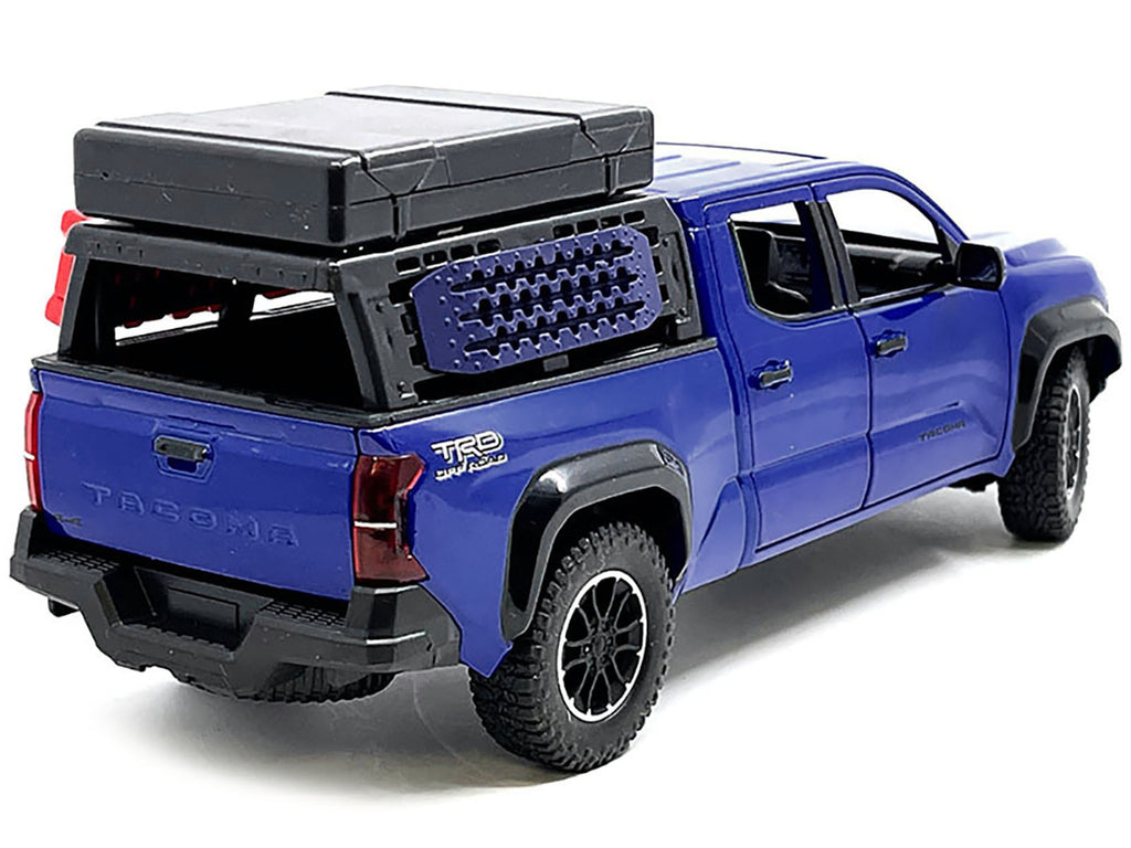 2024 Toyota Tacoma TRD Off-Road Edition Pickup Truck Blue Metallic with Bed Camper 1/24 Diecast Model Car