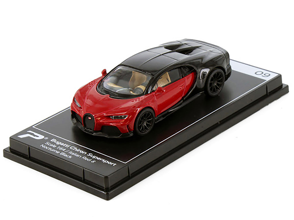 Bugatti Chiron Supersport Italian Red and Nocturne Black 'Hypercar League Collection' 1/64 Diecast Model Car by PosterCars