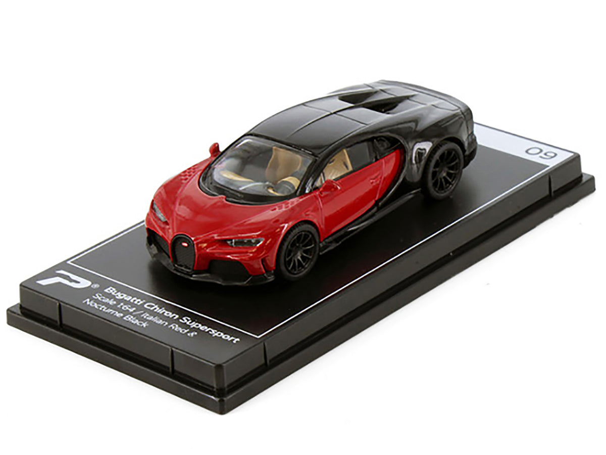 Bugatti Chiron Supersport Italian Red and Nocturne Black 'Hypercar League Collection' 1/64 Diecast Model Car by PosterCars