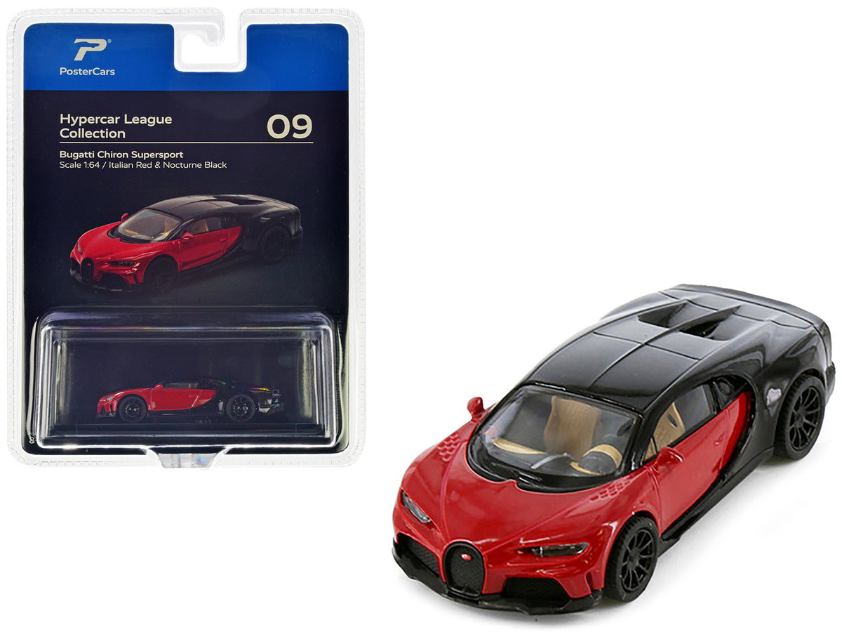 Bugatti Chiron Supersport Italian Red and Nocturne Black 'Hypercar League Collection' 1/64 Diecast Model Car by PosterCars