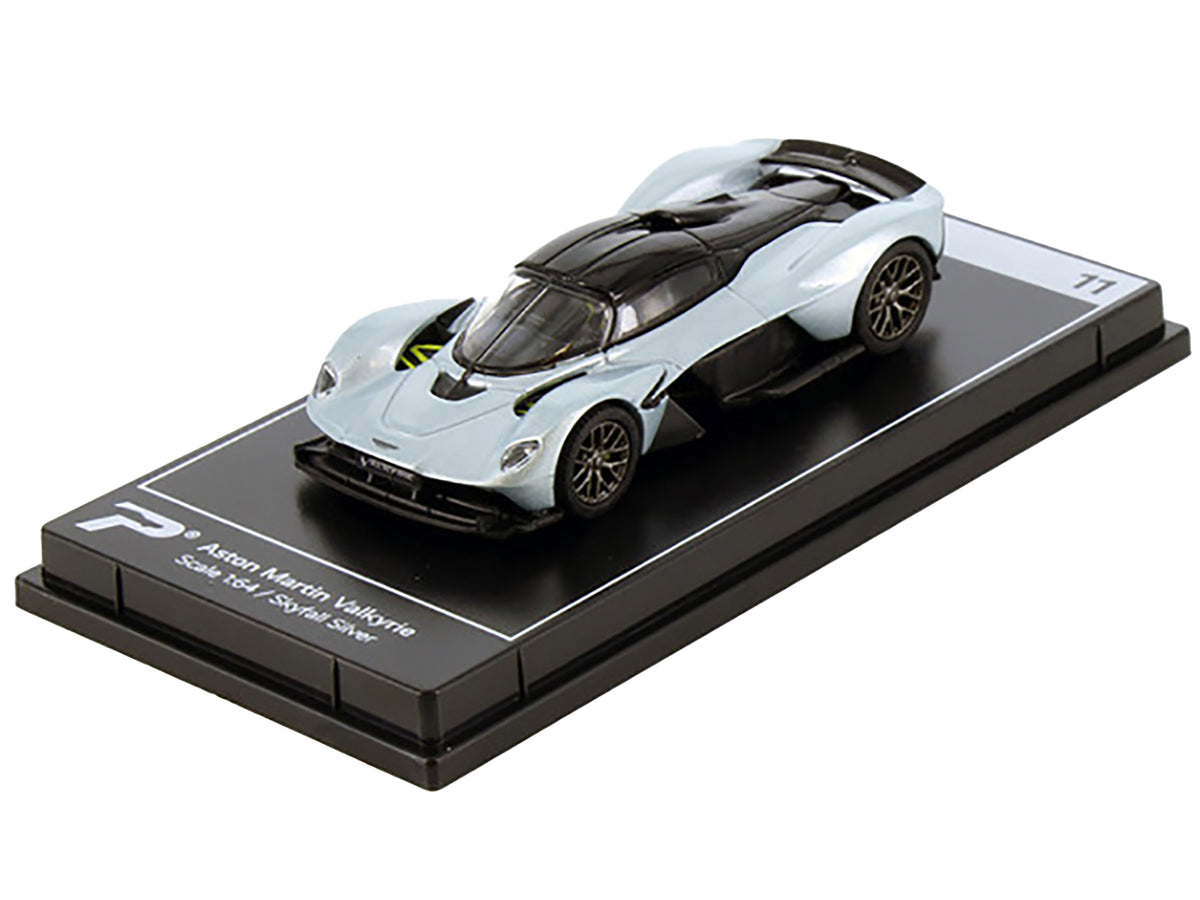 Aston Martin Valkyrie Skyfall Silver Metallic with Black Top 'Hypercar League Collection' 1/64 Diecast Model Car by PosterCars