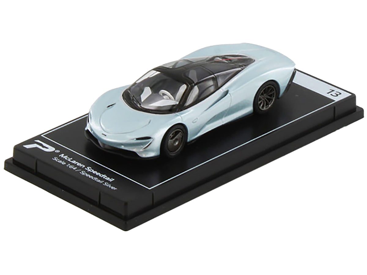 McLaren Speedtail Silver Metallic with Black Top 'Hypercar League Collection' 1/64 Diecast Model Car by PosterCars