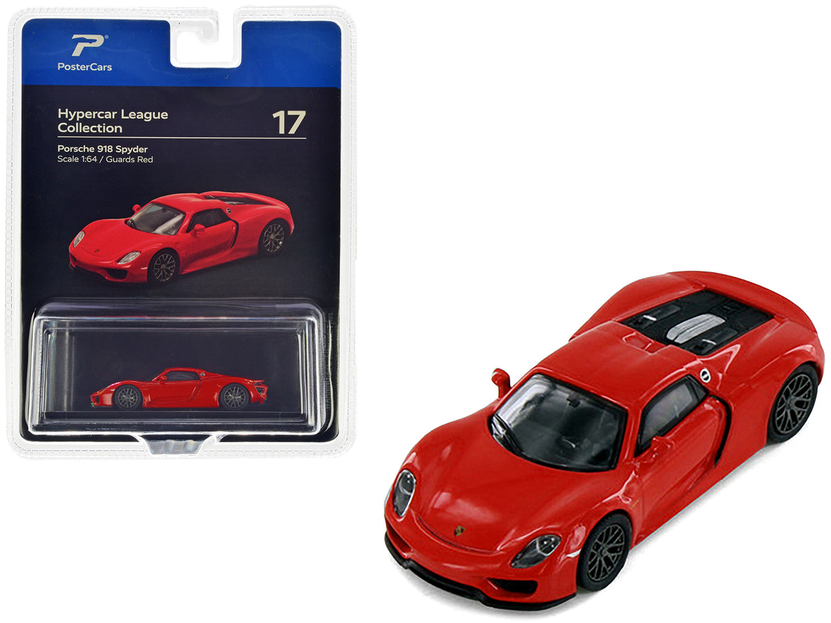 Porsche 918 Spyder Guards Red 'Hypercar League Collection' 1/64 Diecast Model Car by PosterCars