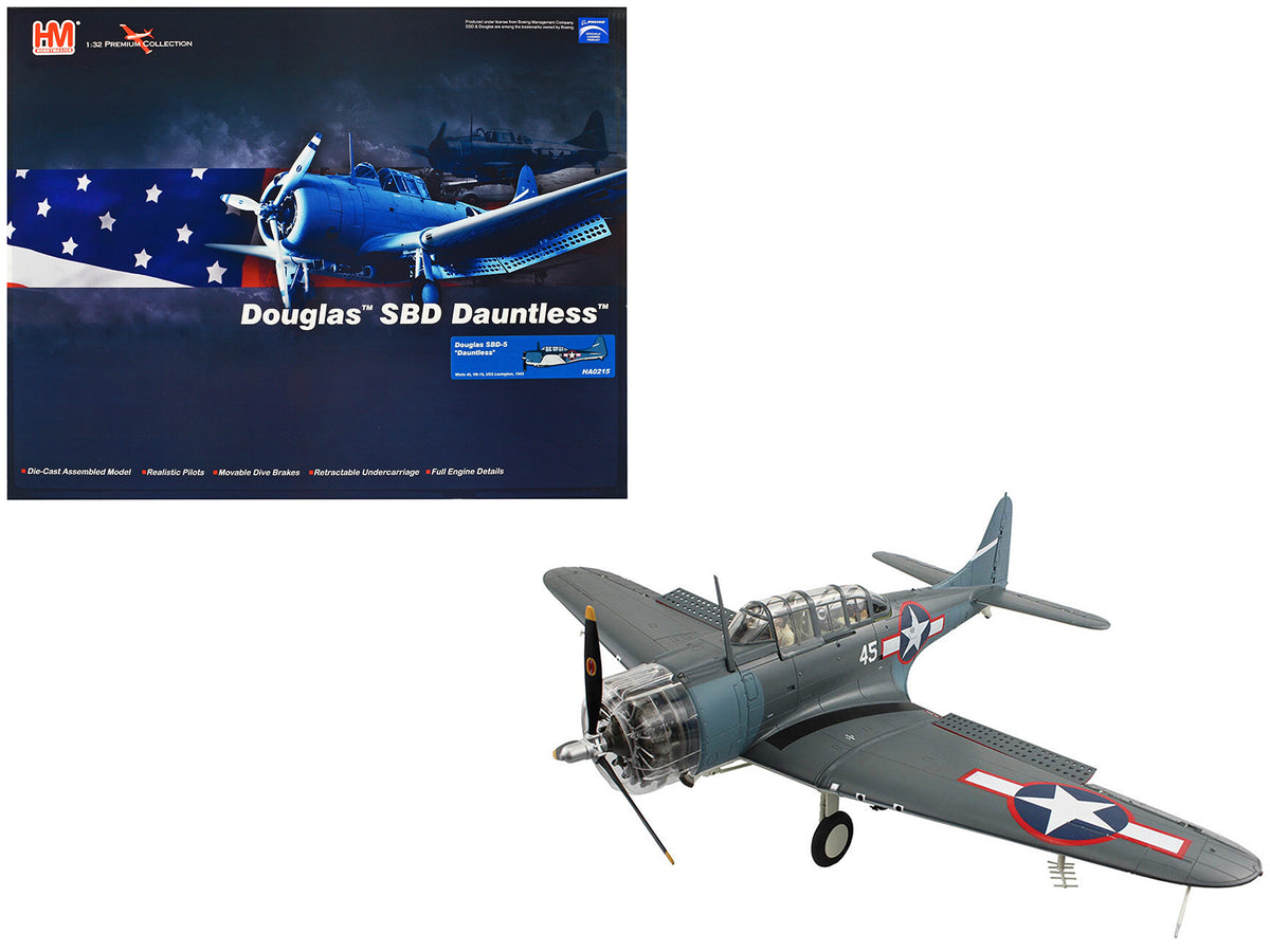 Douglas SBD-5 Dauntless Bomber Aircraft 'VB-16 USS Lexington' (1943) United States Navy 'Premium Collection' 1/32 Diecast Model by Hobby Master