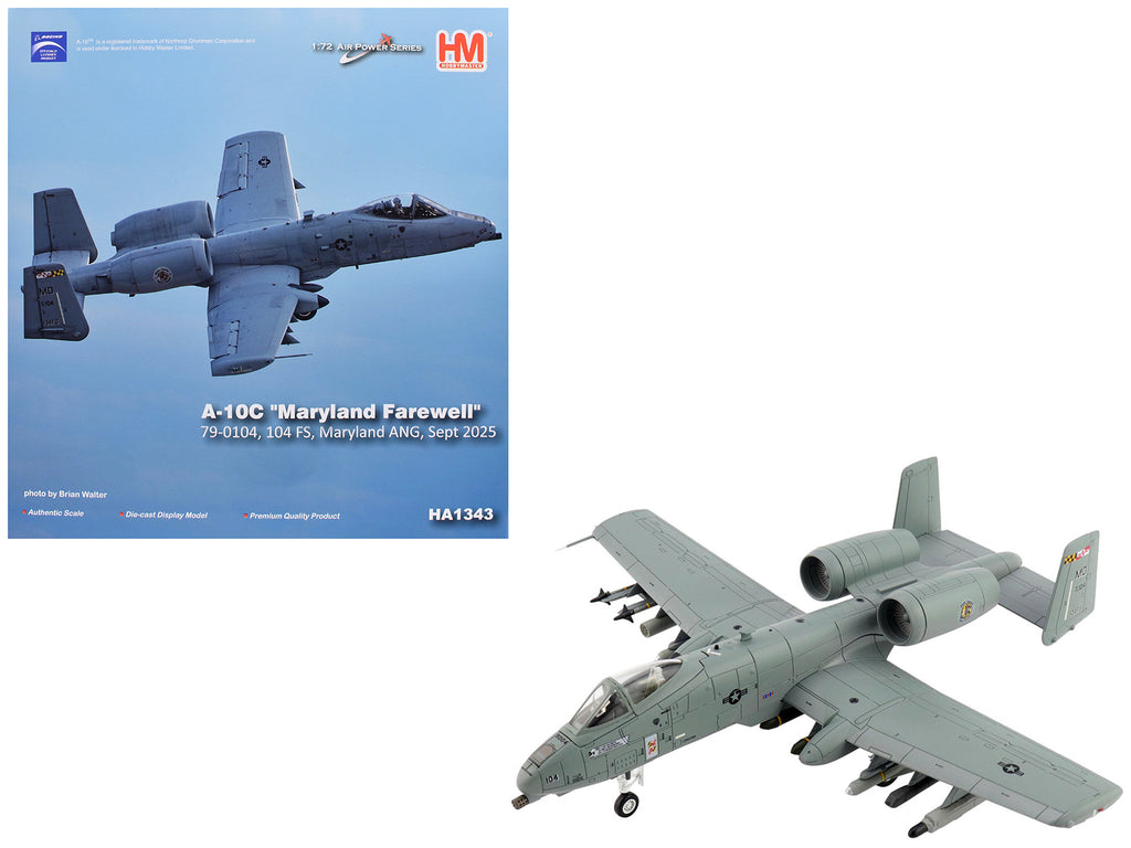 Fairchild Republic A-10C Thunderbolt II Attack Aircraft '80-0283 Maryland Farewell 104 FS Maryland ANG' (2025) United States Air Force 'Air Power Series' 1/72 Diecast Model by Hobby Master