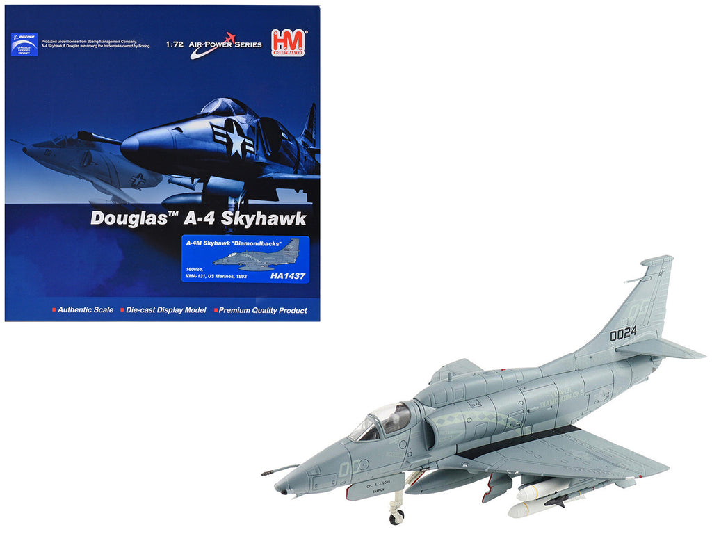 Douglas A-4M Skyhawk Aircraft 'VMA-131 Diamondbacks' (1993) United States Marines 'Air Power Series' 1/72 Diecast Model by Hobby Master