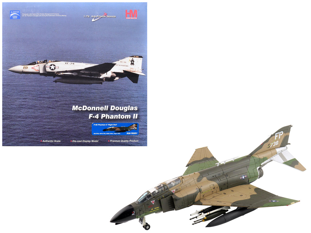 McDonnell Douglas F-4D Phantom II Fighter-Bomber Aircraft '66-8738 Night Owl 497th TFS Ubon RTAFB Thailand' (1972) United States Air Force 'Air Power Series' 1/72 Diecast Model by Hobby Master