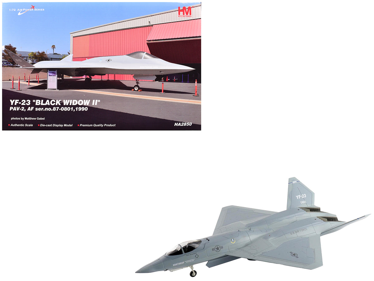 Northrop YF-23 Black Widow II Stealth Fighter Aircraft '#87-0801 PAV-2' (1990) United States Air Force 'Air Power Series' 1/72 Diecast Model by Hobby Master