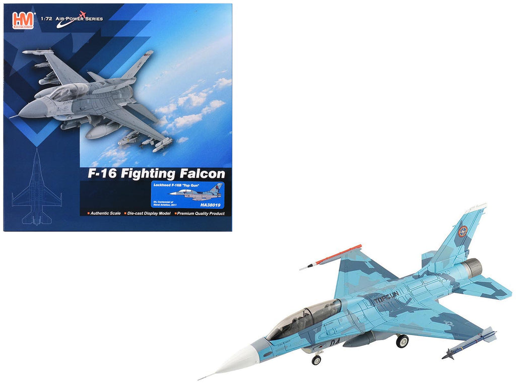 Lockheed F-16B Fighting Falcon Fighter Aircraft 'Top Gun 04 Centennial of Naval Aviation' United States Navy 'Air Power Series' 1/72 Diecast Model by Hobby Master