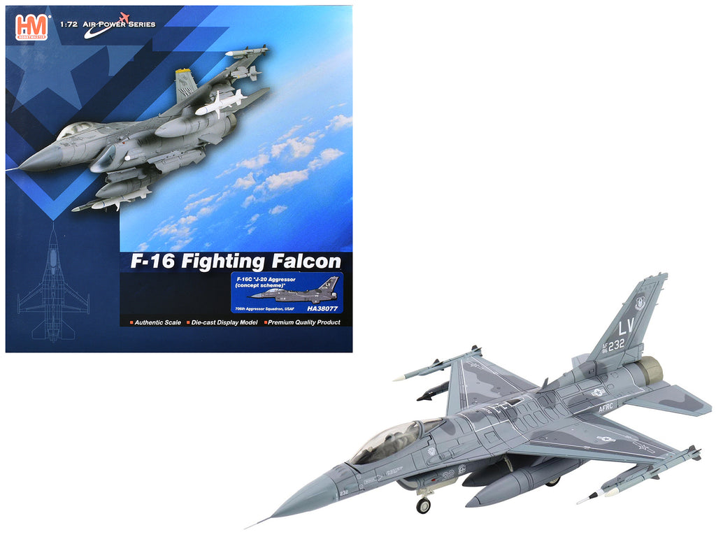 Lockheed F-16C Fighting Falcon Fighter Aircraft 'J-20 Aggressor Concept Scheme 706th Aggressor Squadron' United States Air Force 'Air Power Series' 1/72 Diecast Model by Hobby Master