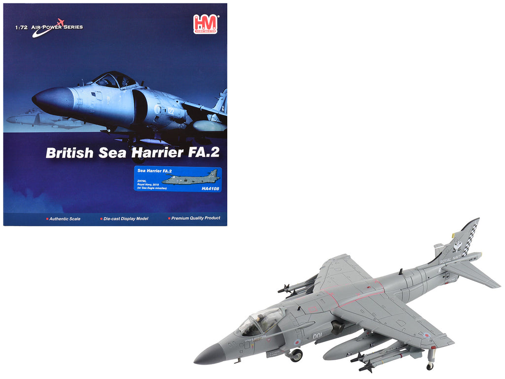 British Aerospace Sea Harrier FA.2 Aircraft with Sea Eagle Missiles 'ZH796' (2018) British Royal Navy 'Air Power Series' 1/72 Diecast Model by Hobby Master