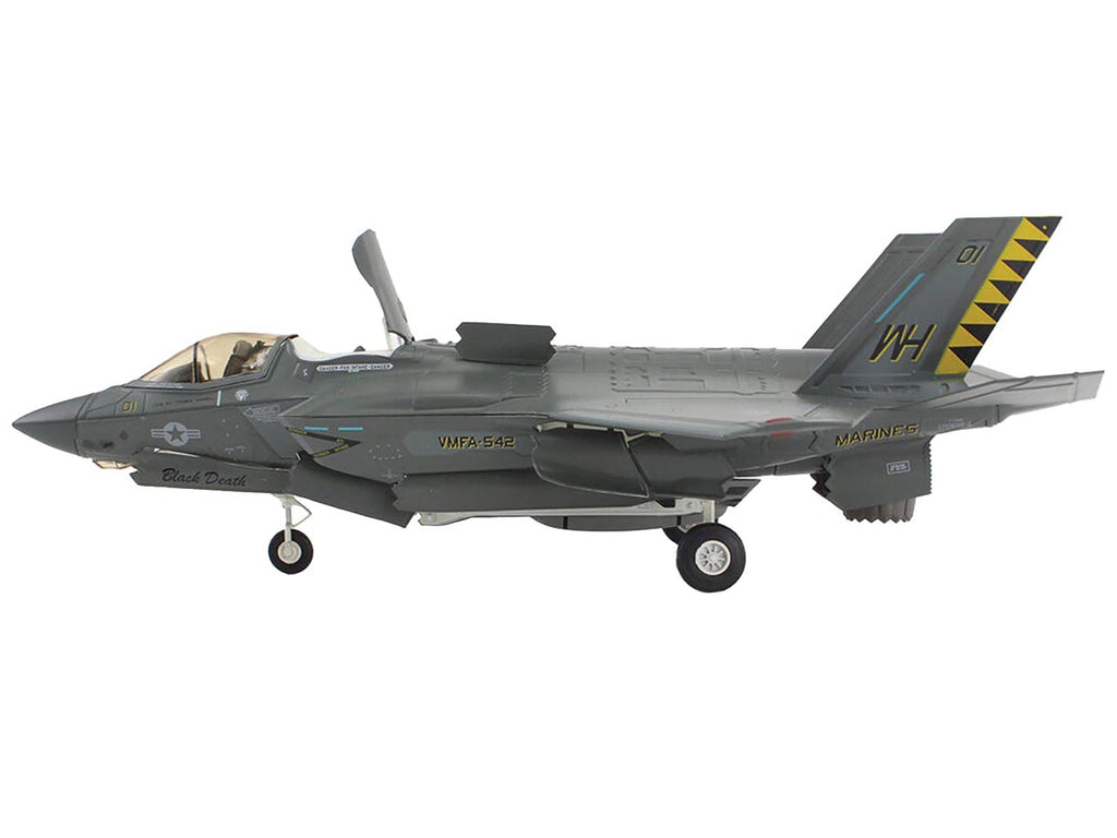 Lockheed Martin F-35B Lightning II Aircraft 'Black Death VMFA-542 MCAS Cherry Point' (2023) United States Marine Corps 'Air Power Series' 1/72 Diecast Model by Hobby Master