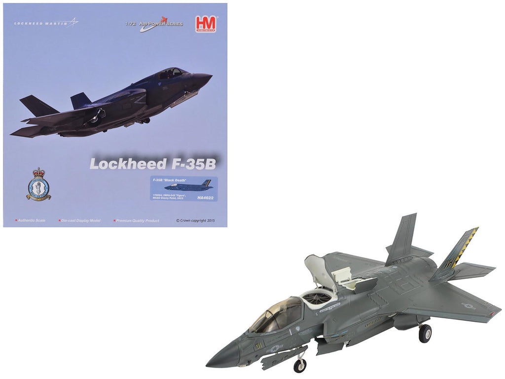 Lockheed Martin F-35B Lightning II Aircraft 'Black Death VMFA-542 MCAS Cherry Point' (2023) United States Marine Corps 'Air Power Series' 1/72 Diecast Model by Hobby Master
