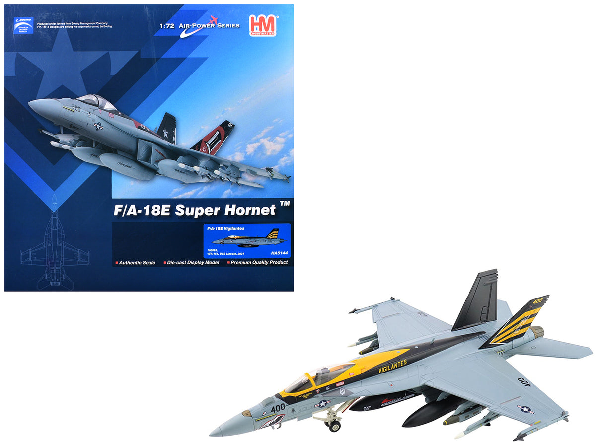 Boeing F/A-18E Super Hornet Fighter Aircraft '166828 VFA-151 Vigilantes USS Lincoln' (2021) United States Navy 'Air Power Series' 1/72 Diecast Model by Hobby Master
