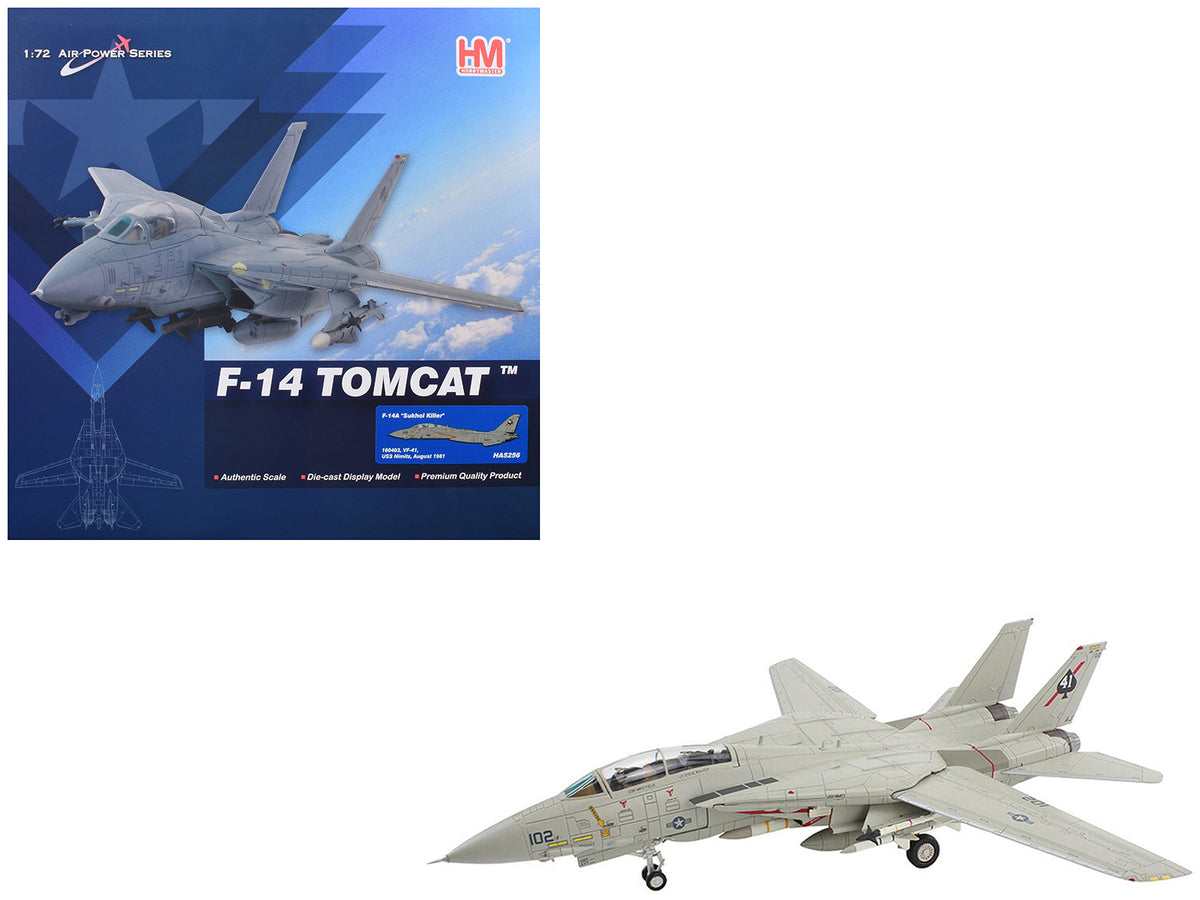 Grumman F-14A Tomcat Fighter Aircraft 'Sukhoi Killer VF-41 Black Aces USS Nimitz' (1981) United States Navy 'Air Power Series' 1/72 Diecast Model by Hobby Master