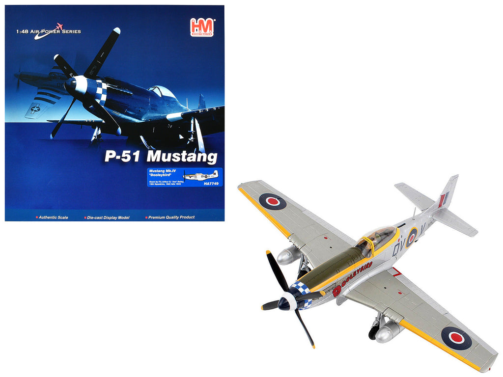 North American Mustang Mk.IV Fighter Aircraft 'Flight Lieutenant Arthur S. 'Joe' Doley 19th Squadron' (1945) British Royal Air Force 'Air Power Series' 1/48 Diecast Model by Hobby Master