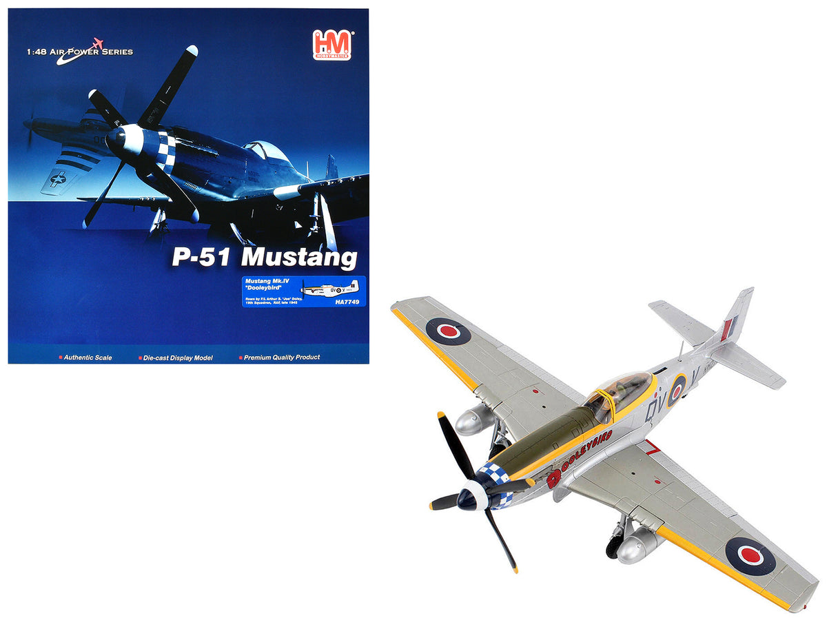 North American Mustang Mk.IV Fighter Aircraft 'Flight Lieutenant Arthur S. 'Joe' Doley 19th Squadron' (1945) British Royal Air Force 'Air Power Series' 1/48 Diecast Model by Hobby Master