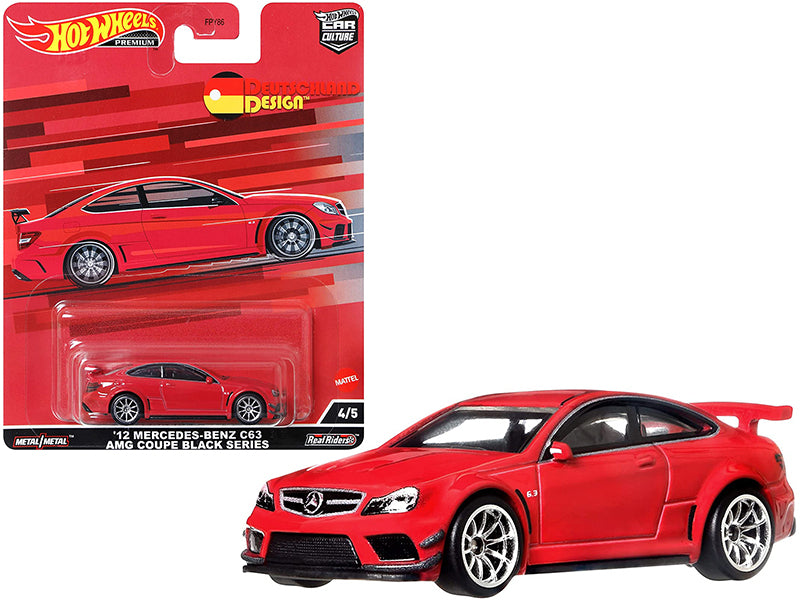2012 Mercedes Benz C63 AMG Coupe Black Series Red 'Deutschland Design' Series Diecast Model Car by Hot Wheels
