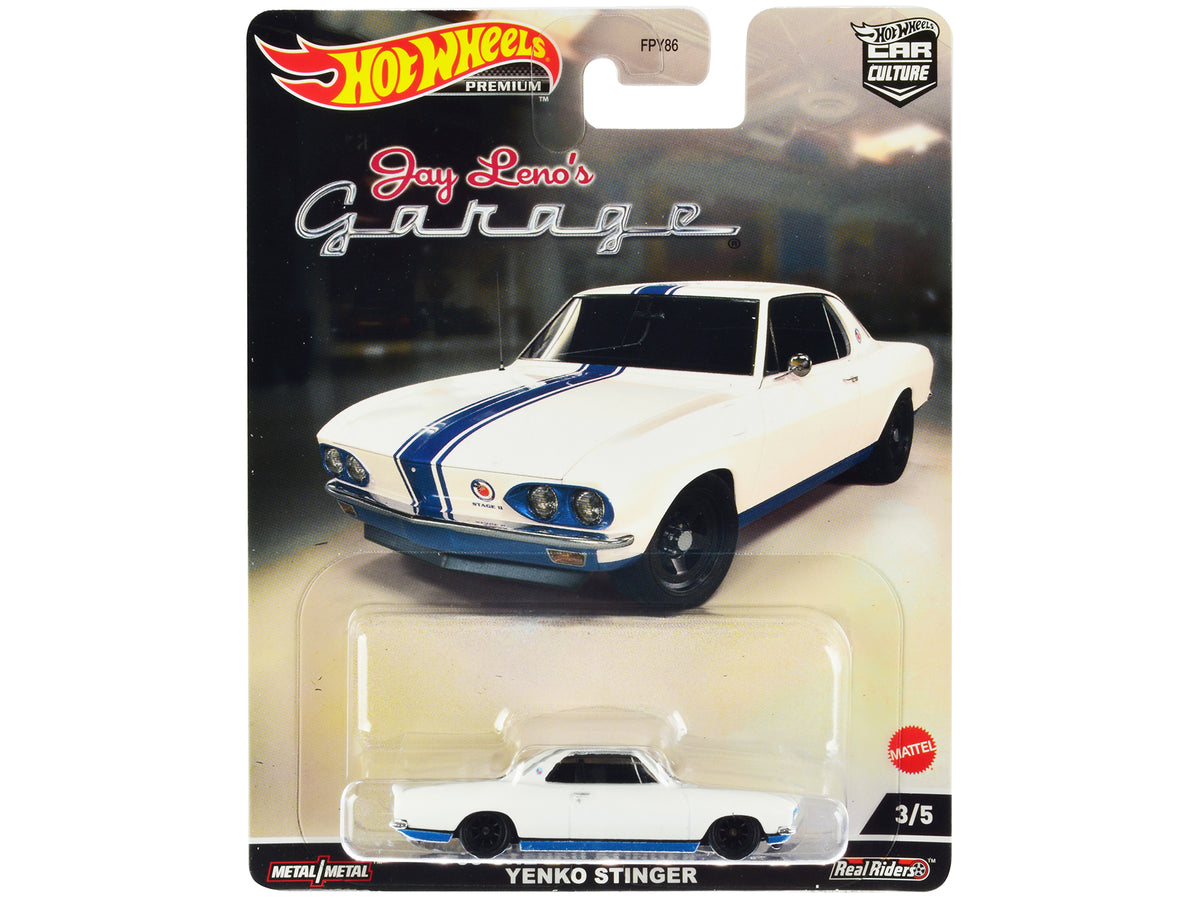 1966 Chevrolet Corvair Yenko Stinger White with Blue Stripes 'Jay Leno’s Garage' Diecast Model Car by Hot Wheels