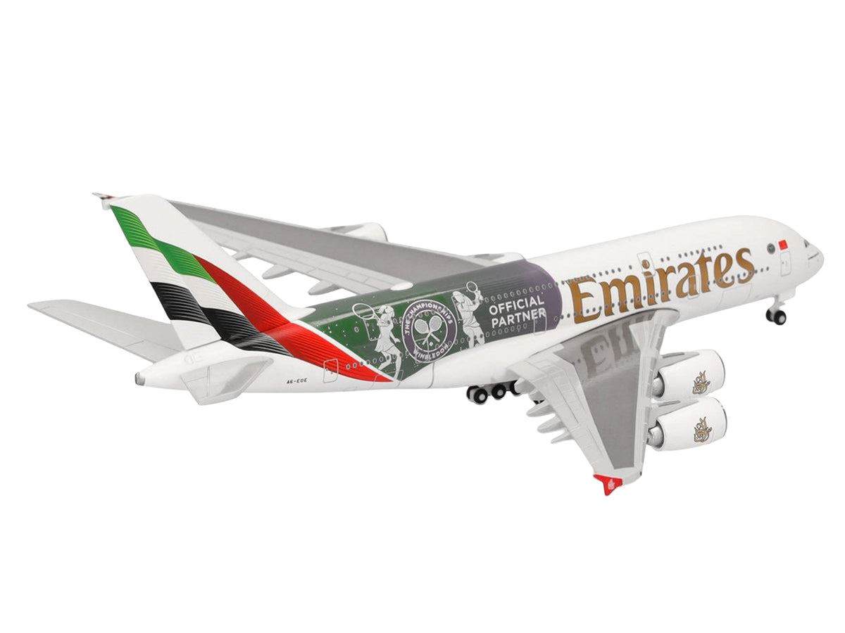 Airbus A380-800 Commercial Aircraft 'Emirates Airlines - Wimbledon Official Partner' (A6-EOE) White with Graphics 1/500 Diecast Model Airplane by Herpa