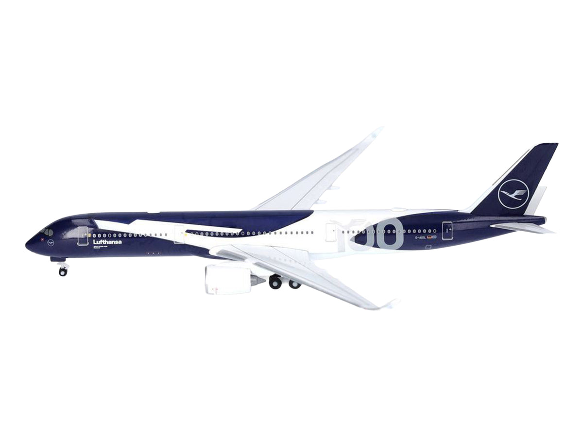 Airbus A350-900 Commercial Aircraft 'Lufthansa 100 Years' (D-AIXL) Blue with Graphics 1/500 Diecast Model Airplane by Herpa
