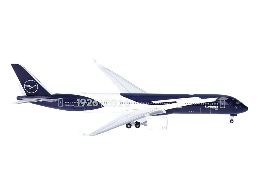 Airbus A350-900 Commercial Aircraft 'Lufthansa 100 Years' (D-AIXL) Blue with Graphics 1/500 Diecast Model Airplane by Herpa
