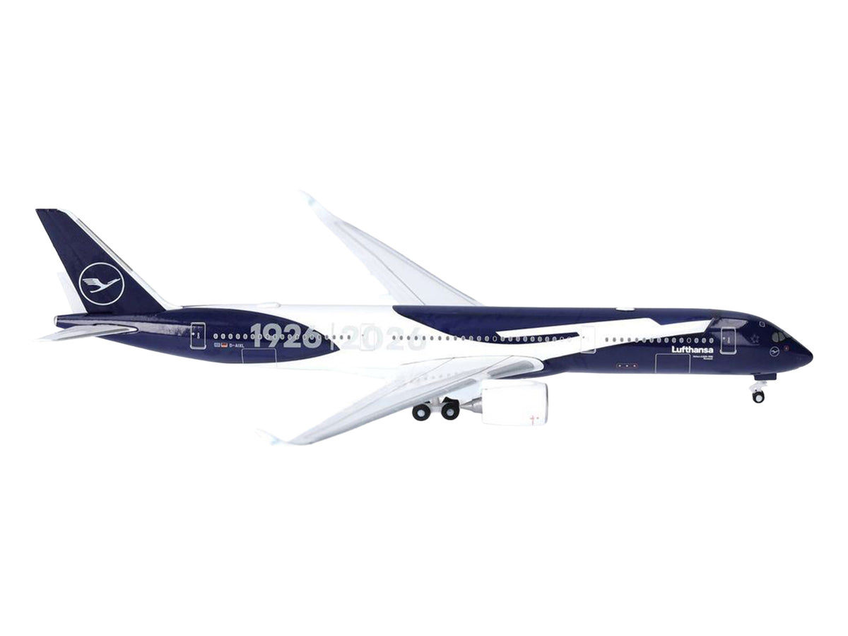 Airbus A350-900 Commercial Aircraft 'Lufthansa 100 Years' (D-AIXL) Blue with Graphics 1/500 Diecast Model Airplane by Herpa